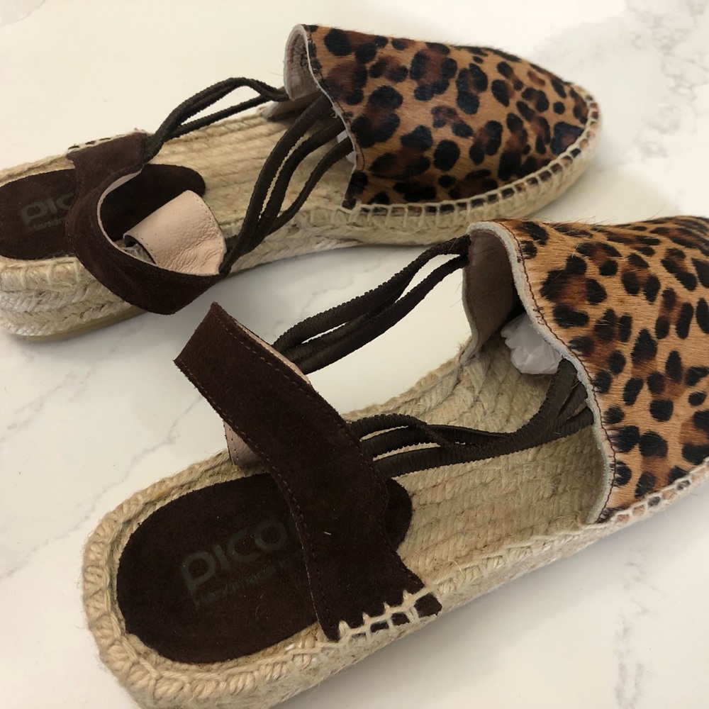 PICON leopard dyed pony hair handmade espadrille sandals SPAIN - Picture 5 of 10